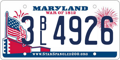 MD license plate 3BL4926