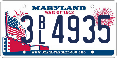MD license plate 3BL4935
