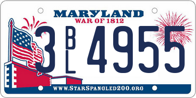 MD license plate 3BL4955