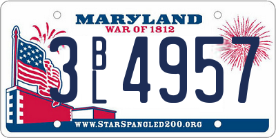 MD license plate 3BL4957