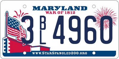 MD license plate 3BL4960