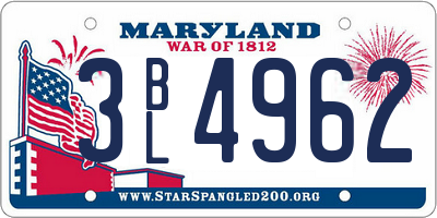 MD license plate 3BL4962