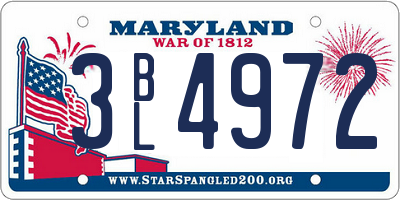 MD license plate 3BL4972