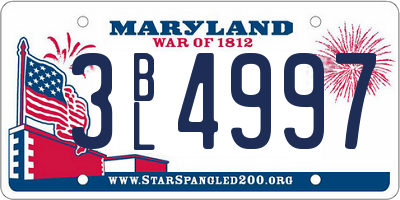MD license plate 3BL4997