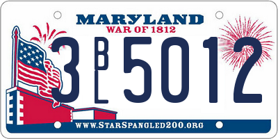 MD license plate 3BL5012