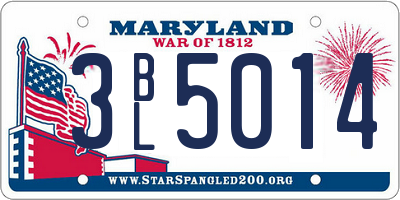 MD license plate 3BL5014