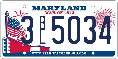 MD license plate 3BL5034