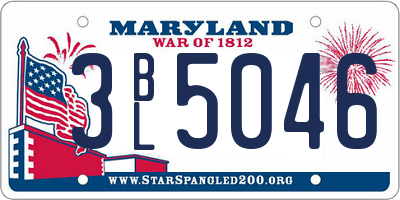 MD license plate 3BL5046
