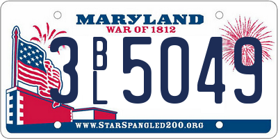 MD license plate 3BL5049