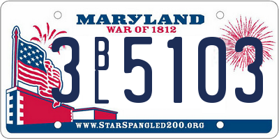 MD license plate 3BL5103