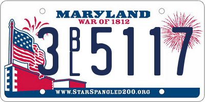 MD license plate 3BL5117