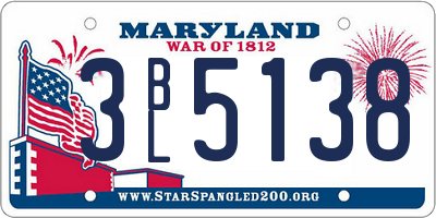 MD license plate 3BL5138