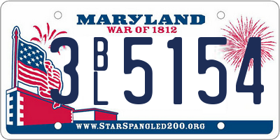 MD license plate 3BL5154