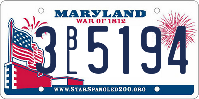 MD license plate 3BL5194