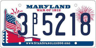 MD license plate 3BL5218