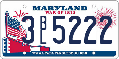 MD license plate 3BL5222