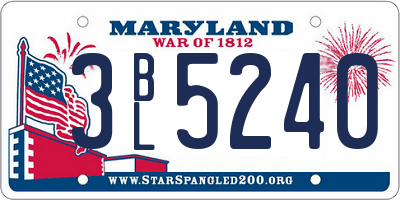MD license plate 3BL5240