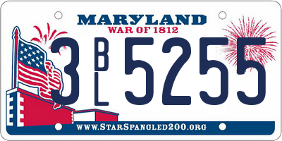 MD license plate 3BL5255