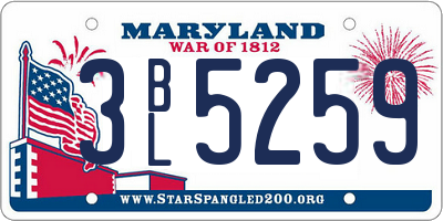 MD license plate 3BL5259
