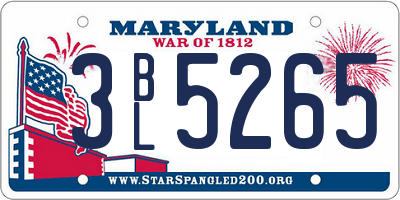 MD license plate 3BL5265