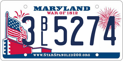 MD license plate 3BL5274