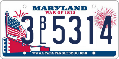 MD license plate 3BL5314