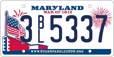 MD license plate 3BL5337