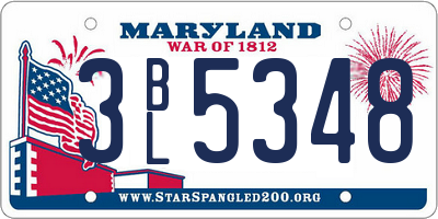 MD license plate 3BL5348