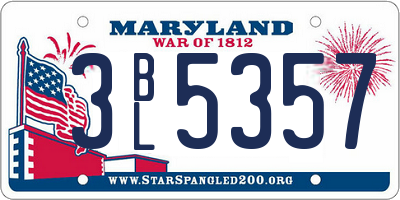 MD license plate 3BL5357