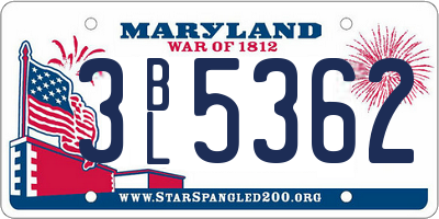 MD license plate 3BL5362