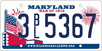 MD license plate 3BL5367