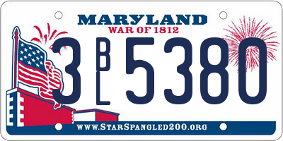 MD license plate 3BL5380