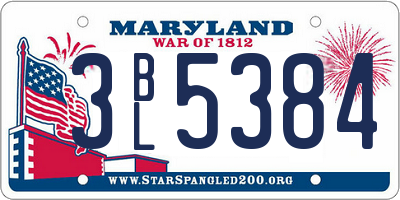 MD license plate 3BL5384