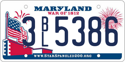 MD license plate 3BL5386