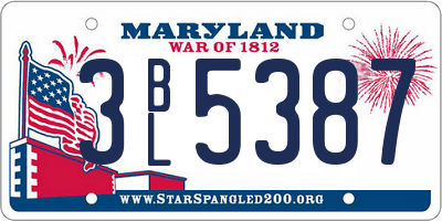 MD license plate 3BL5387