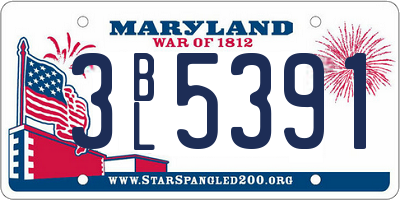 MD license plate 3BL5391