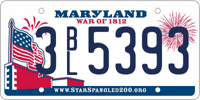 MD license plate 3BL5393