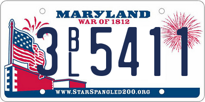MD license plate 3BL5411