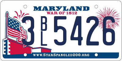 MD license plate 3BL5426