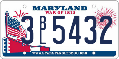 MD license plate 3BL5432