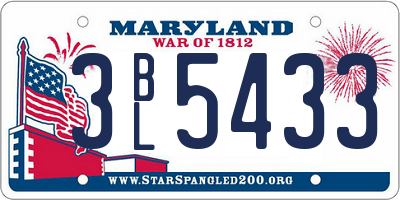 MD license plate 3BL5433