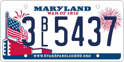 MD license plate 3BL5437