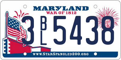 MD license plate 3BL5438