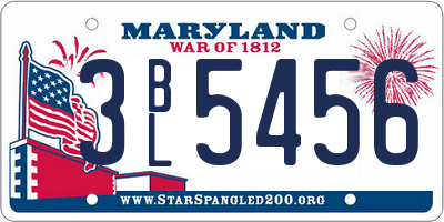 MD license plate 3BL5456