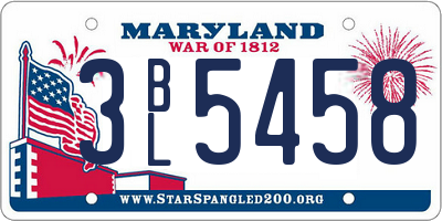 MD license plate 3BL5458