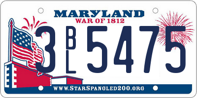 MD license plate 3BL5475