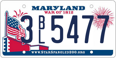 MD license plate 3BL5477