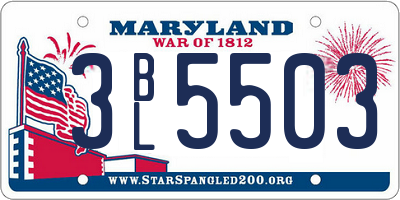 MD license plate 3BL5503