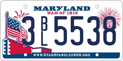 MD license plate 3BL5538