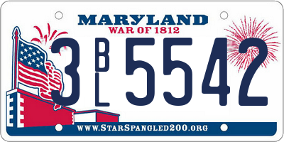 MD license plate 3BL5542